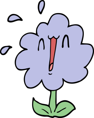 Bir insan tarafından çizilmiş karikatür çiçeği