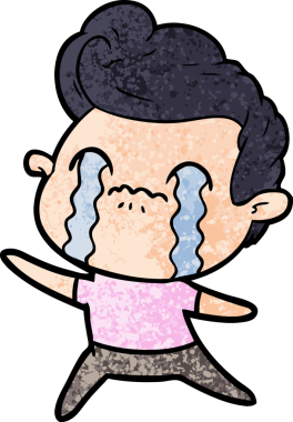 Bir insan tarafından çizilmiş ağlayan çizgi film adamı.