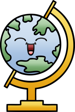 Bir insan tarafından çizilmiş dünyanın gölgeli bir karikatürü.