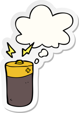 insan tarafından çizilmiş bir çıkartma olarak düşünce baloncuklu karikatür bataryası