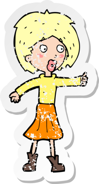 Bir insan tarafından çizilmiş karikatür bir kadının gerilmiş çıkartması.