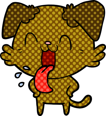 Bir insan tarafından çizilmiş nefes nefese bir köpek.