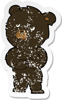 Bir insan tarafından çizilmiş siyah ayı yavrusunun gerilemiş çıkartması.