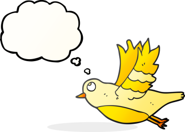 Bir insan tarafından çizilmiş serbest çizim balon karikatür kuşu.