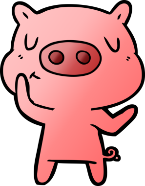 Bir insan tarafından çizilmiş çizgi film içerikli domuz.