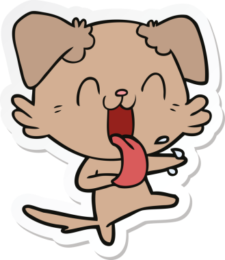 Bir insan tarafından çizilmiş nefes nefese kalmış bir köpeğin çıkartması.