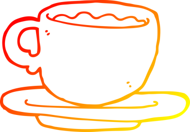 Bir insan tarafından çizilmiş bir fincan çayın sıcak çizgi çizgisi.