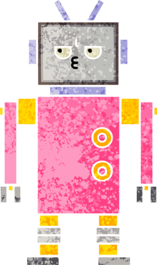 Bir insan tarafından çizilmiş bir robotun retro çizim tarzı karikatürü