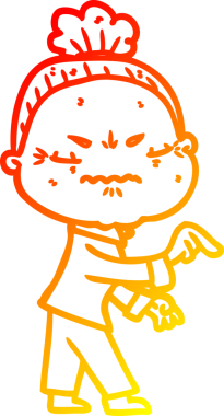 Bir insan tarafından çizilmiş, karikatür çizen yaşlı bir kadın.