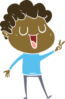 Bir insan tarafından çizilmiş düz renkli karikatür adam.