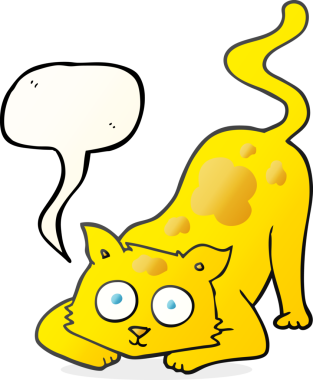 Bir insan tarafından çizilmiş serbest konuşma balonu çizgi film kedisi