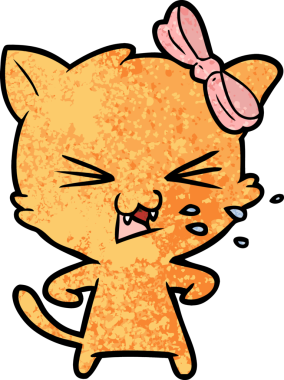 Bir insan tarafından çizilmiş çizgi film kedisi.