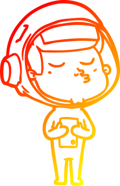 Bir insan tarafından çizilmiş kendinden emin bir astronotun sıcak çizgi çizimi