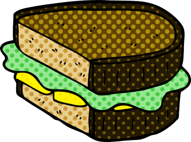 Bir insan tarafından çizilmiş karalama dolu sandviç.