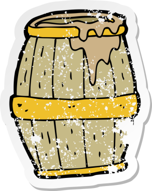 Bir insan tarafından çizilmiş karikatür bira fıçısının gerilimli yapıştırması.