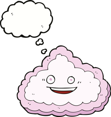 Bir insan tarafından çizilmiş düşünce baloncuklu karikatür dekoratif bulut