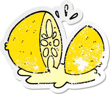 Bir insan tarafından çizilmiş limonlu karikatür çıkartması.