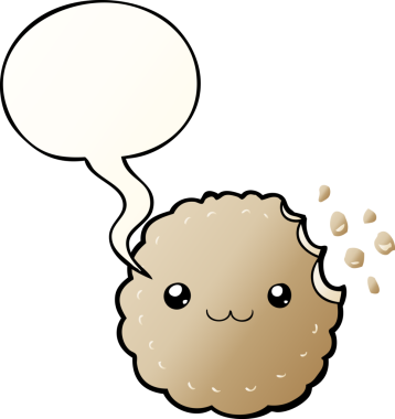 bir insan tarafından çizilmiş düzgün eğimli konuşma baloncuklu çizgi film bisküvisi