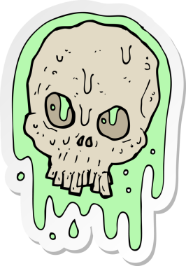 Bir insan tarafından çizilmiş yapışkan bir kafatası.