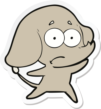 Bir insan tarafından çizilmiş belirsiz bir filin çıkartması.