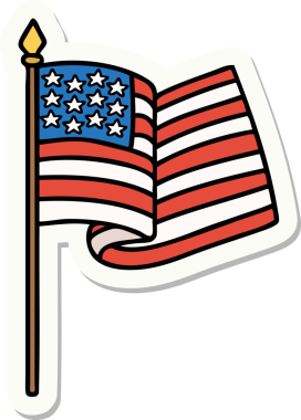 Amerikan bayrağının geleneksel stiliyle bir insan tarafından çizilmiş dövme çıkartması.