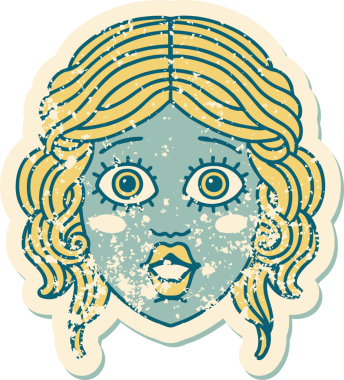 Bir insan tarafından çizilmiş kadın yüzünün sembolik dövmesi.