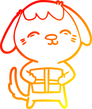 Bir insan tarafından çizilmiş mutlu çizgi film köpeğinin sıcak çizgi çizimi