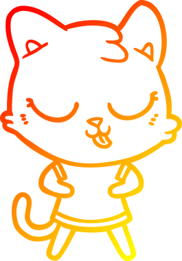 Bir insan tarafından çizilmiş çizgi film kedisinin sıcak çizgi çizimi