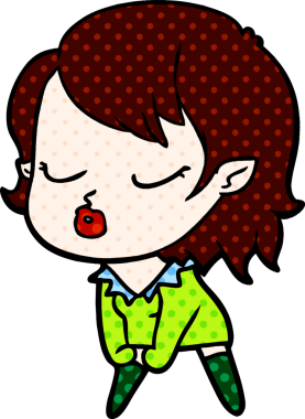 Bir insan tarafından çizilmiş şirin vampir kız çizgi filmi.