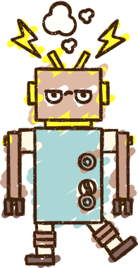 Bir insan tarafından çizilen robot tebeşiri.