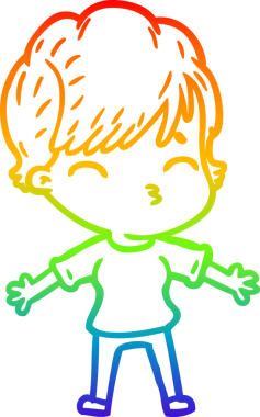 Gökkuşağı gradyan çizgi çizimi Bir insan tarafından çizilmiş bir çizgi kadın