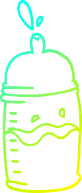 Bir insanın çizdiği karikatür bebek şişesinin soğuk gradyan çizgisi