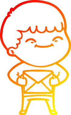 Bir insan tarafından çizilen mutlu bir çocuğun sıcak çizgi çizimi.