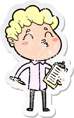 Bir insan tarafından çizilmiş karikatür adamın sıkıntılı çıkartması.