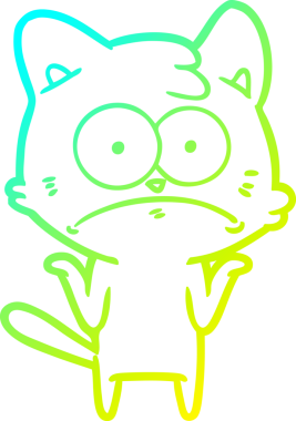 İnsan tarafından çizilmiş bir çizgi film çizimi. Sinirli bir kedi.