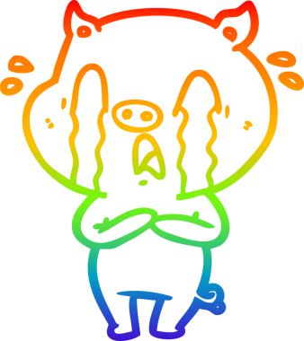 gökkuşağı gradyan çizimi bir insan tarafından çizilmiş ağlayan domuz çizgi filmi