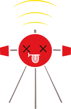 Bir insan tarafından çizilmiş düz renkli bir uydu karikatürü