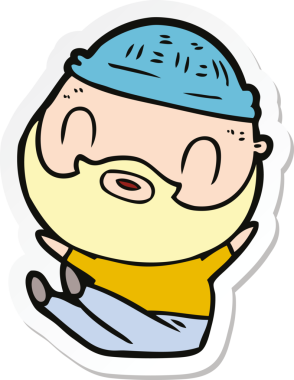 Bir insan tarafından çizilmiş sakallı bir adamın çıkartması.