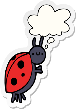 insan tarafından çizilmiş bir çıkartma olarak düşünce balonlu uğur böceği çizgi filmi