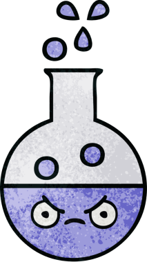 Bir insan tarafından çizilmiş bir test tüpünün retro grunge desen karikatürü