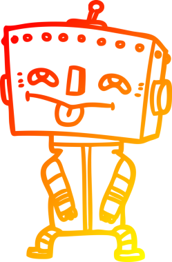 Bir insan tarafından çizilen çizgi film robotunun sıcak çizgi çizimi