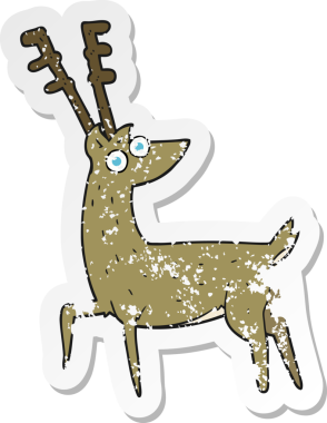 Bir insan tarafından çizilmiş karikatür geyiğinin gerilimli etiketi.