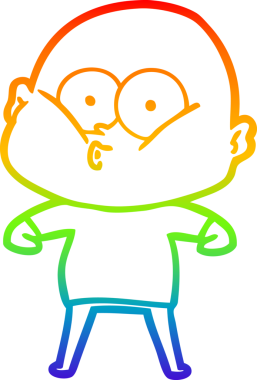 Gökkuşağı gradyan çizgi çizimi bir insan tarafından çizilmiş kel bir adamın çizimi