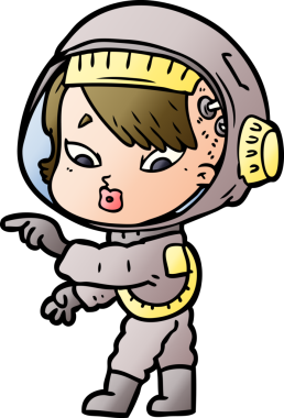 Bir insan tarafından çizilmiş astronot kadın.