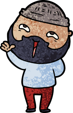 Bir insan tarafından çizilmiş mutlu sakallı bir adam.