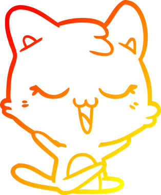 Bir insan tarafından çizilmiş çizgi film kedisinin sıcak çizgi çizimi