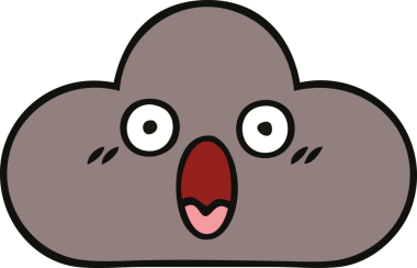 Bir insan tarafından çizilmiş fırtına bulutunun sevimli karikatürü.