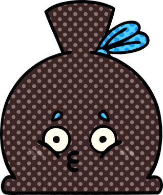 Bir insan tarafından çizilmiş bir çuval karikatürü.