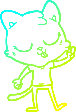 Bir insan tarafından çizilen çizgi film kedisinin soğuk gradyan çizgisi.