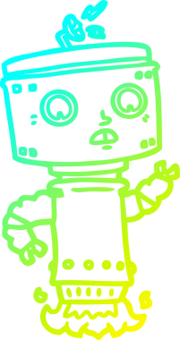 Bir insan tarafından çizilmiş soğuk çizgi robot çizimi.